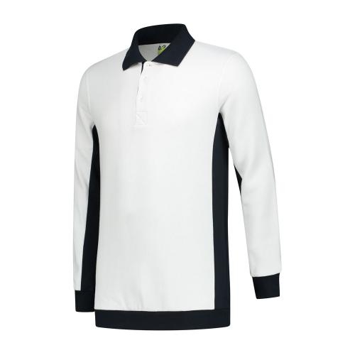 L&S Sweater Polo Workwear wit/geel,m