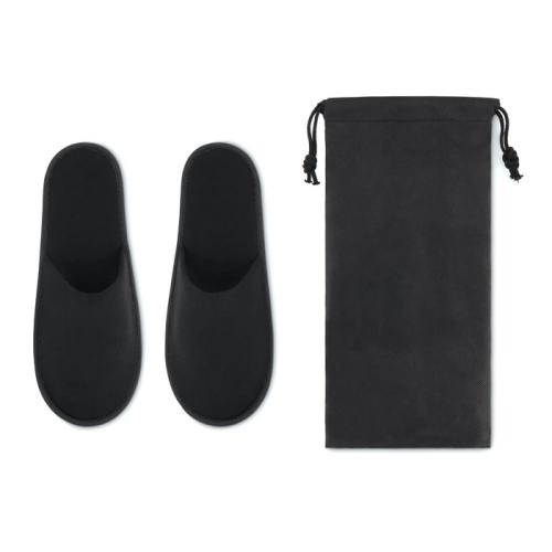 Hotelslippers in pouch Flip flap zwart