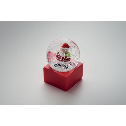 Klein sneeuwbol ornament Santo rood