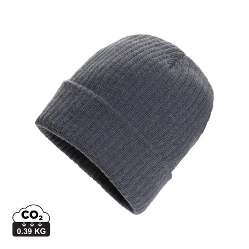 Polylana beanie met omslag antraciet