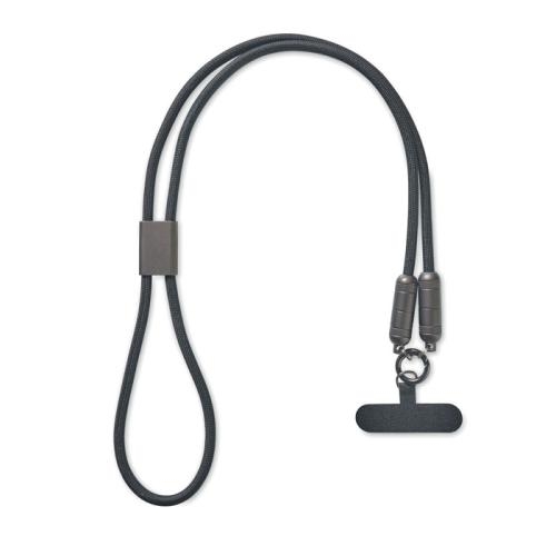 Telefoonlanyard 60W oplaadkabel Shaka zwart