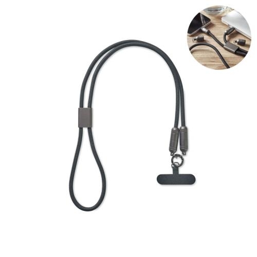 Telefoonlanyard 60W oplaadkabel Shaka zwart