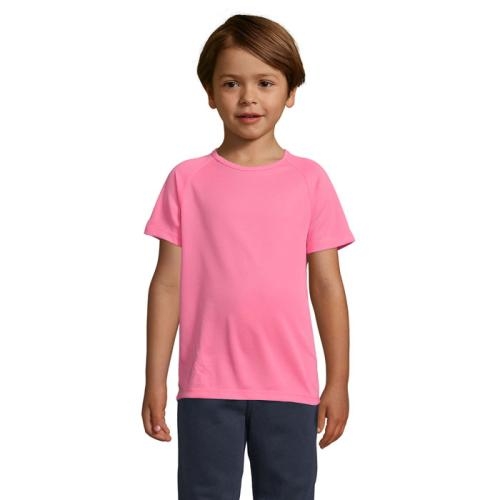 Kinder sport T-shirt 140 grams neon pink