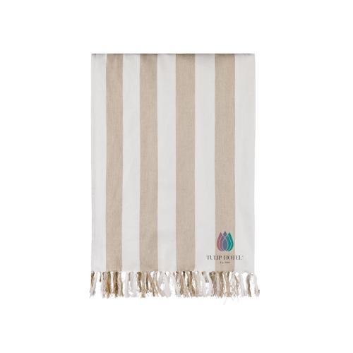 VINGA Ornos GRS katoenen hamamdoek beige/wit