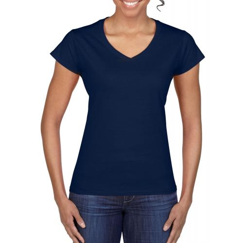 Gildan v-neck dames shirt navy,l