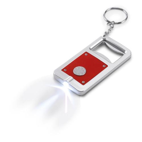 Sleutelhanger zaklamp met flesopener rood