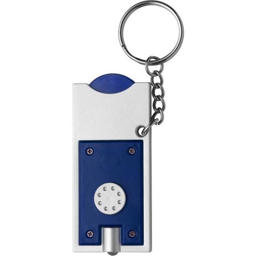 Sleutelhanger zaklamp met winkelwagenmunt blauw