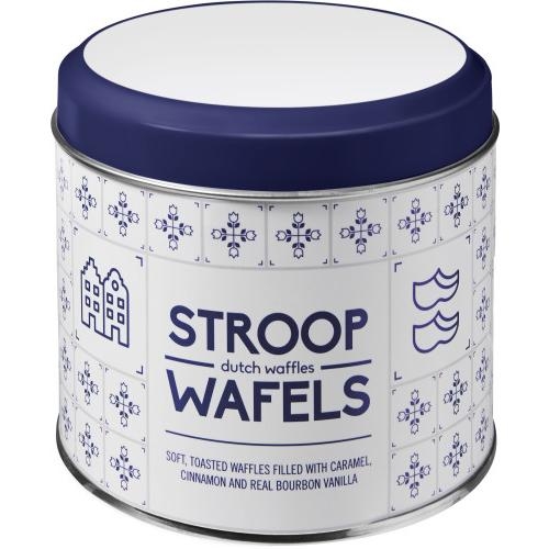 Stroopwafels in blik blauw/wit