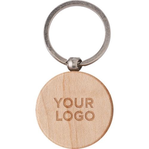 Houten sleutelhanger rond bruin,rond