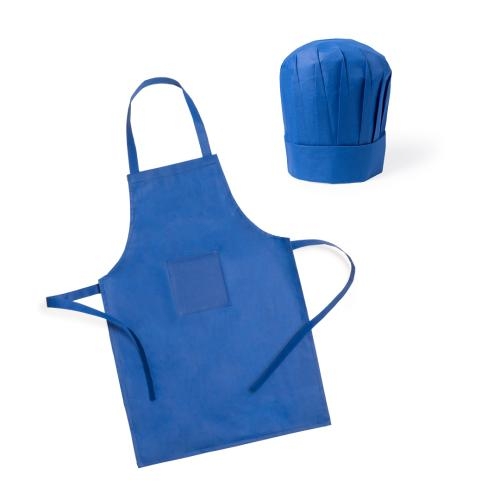 Schort en koksmuts kids blauw