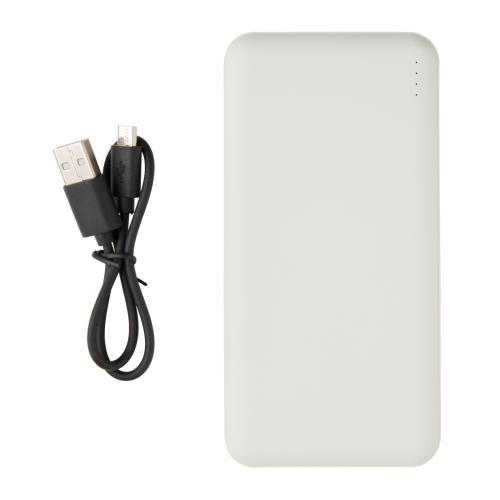 High density 10.000 mAh zakformaat powerbank wit