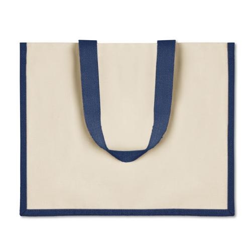 Jute Canvas boodschappentas Campo de fiori blauw