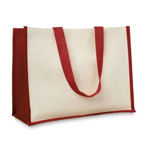 Jute Canvas boodschappentas Campo de fiori rood