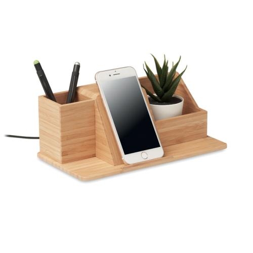 Desktop draadloze lader 10W Groovy wood