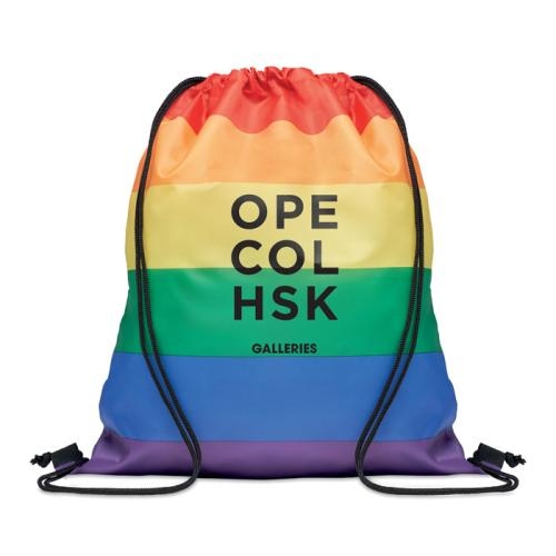 Regenboog RPET trekkoordrugzak Bow multicolour