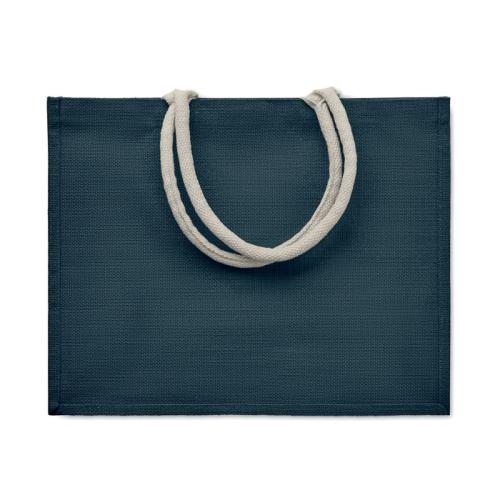 Jute tas met katoenen hengsels Aura blauw