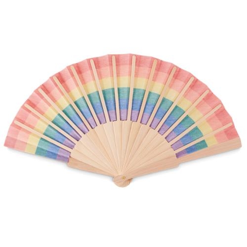 Houten regenboog waaier multicolour