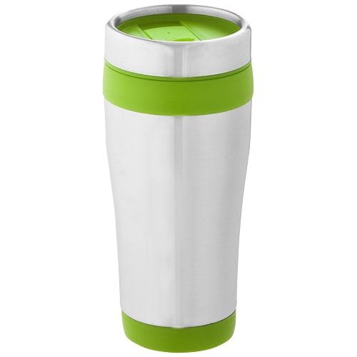 Geïsoleerde thermosbeker Elwood 410 ml zilver/limegroen