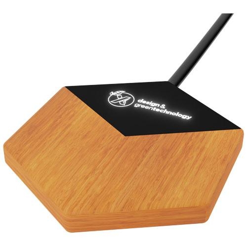 W14 10 W  draadloze oplader met oplichtend logo hout/zwart