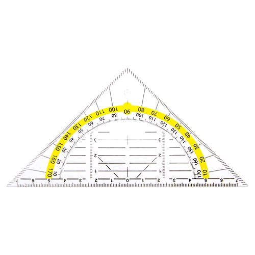 Geodriehoek Pythagoras geel