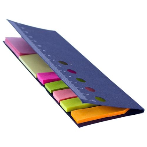 Memo liniaal met sticky notes blauw