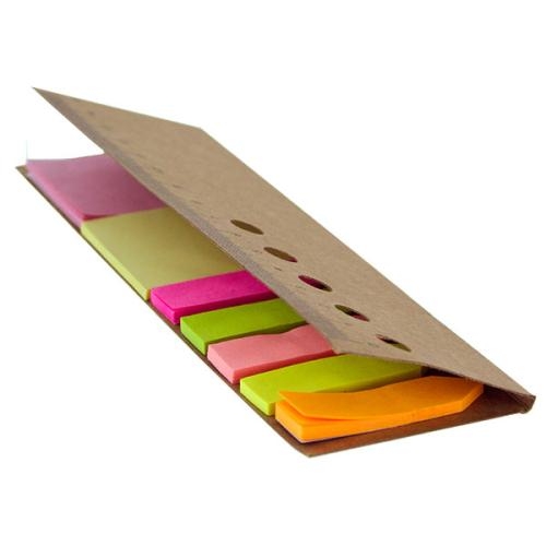 Memo liniaal met sticky notes bruin