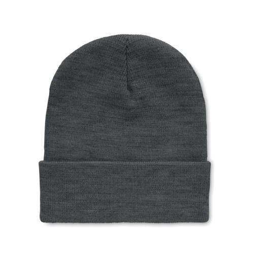 RPET Beanie met omslag Polo wit/zwart