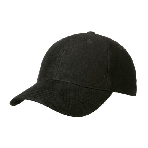 Heavy brushed 6 panel cap zwart