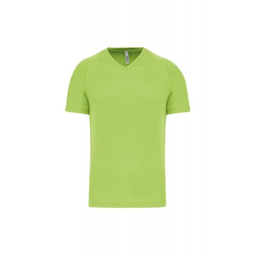 Heren sport T-shirt V-hals lime,3xl