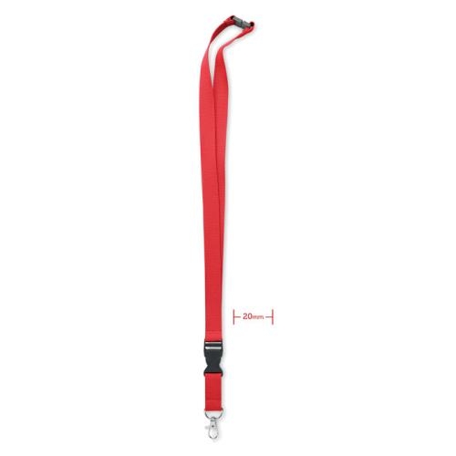 Lanyard met metalen haak 20mm rood