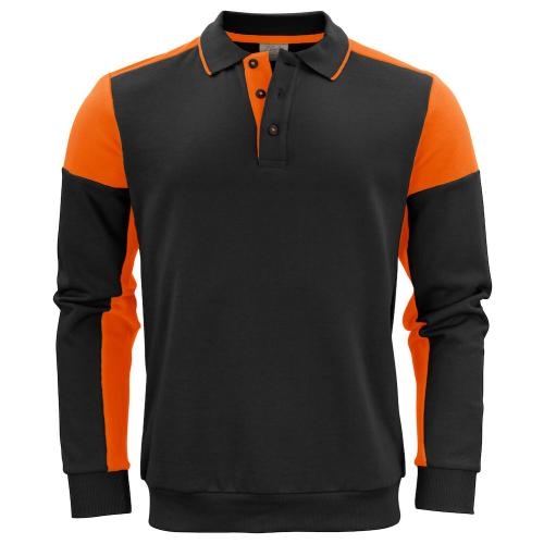 printer prime polosweater zwart/oranje,3xl