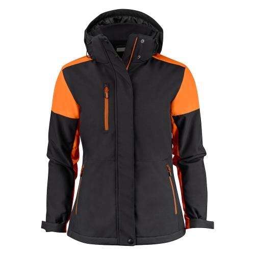 Prime padded softshelljas dames zwart/oranje,2xl