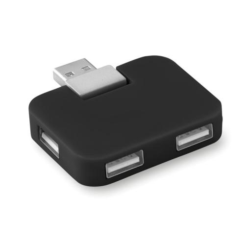 USB Hub 4 poorten Square zwart