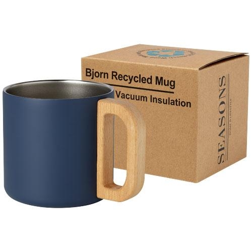 Mok van gerecycled RVS Bjorn 360 ml donkerblauw