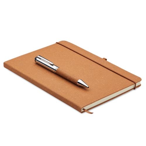 Gerecycled leren A5-notitieboek Eleganote beige