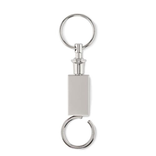 2-in1 sleutelhanger Keysplit mat zilver