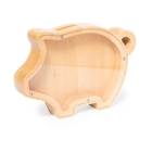 Houten spaarpot met venster Piggy standaard