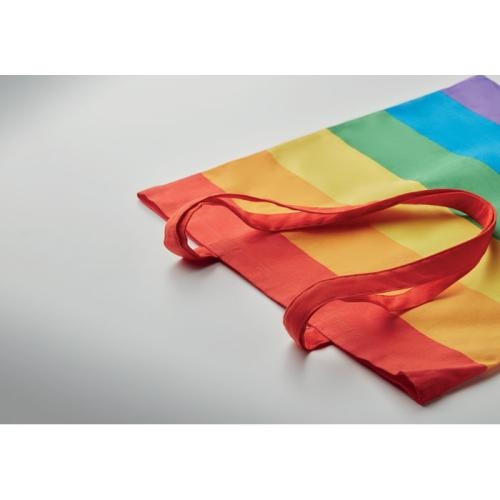 Katoenen regenboog boodschappentas multicolour