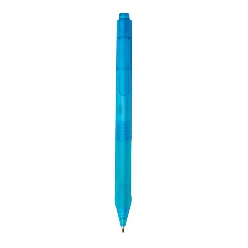 X9 frosted pen met siliconen grip blauw