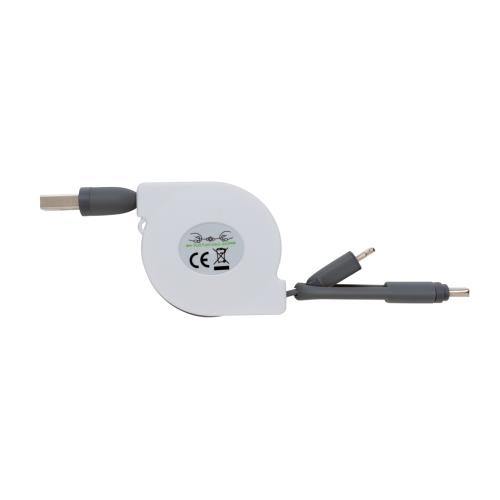 3-in-1 kabel met rolmechanisme wit