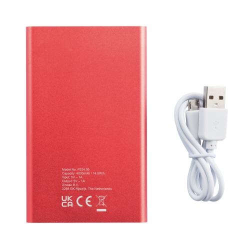 4.000 mAh dunne powerbank rood/wit