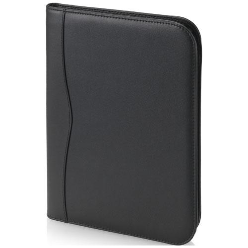 New ebony A4 zipper portfolio black solid