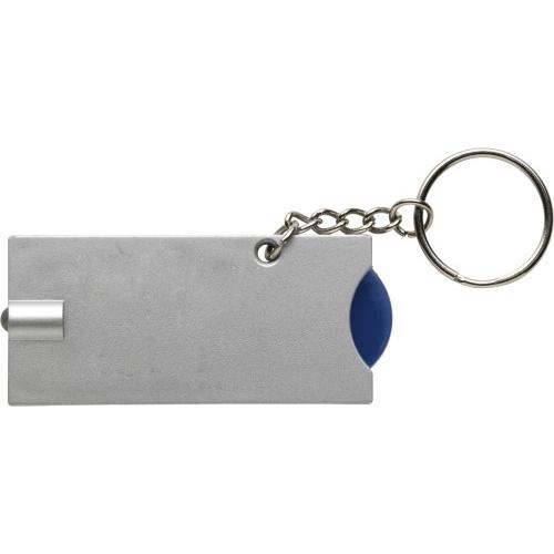 Sleutelhanger zaklamp met winkelwagenmunt blauw