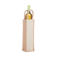 Jute wijntas voor 1 fles beige