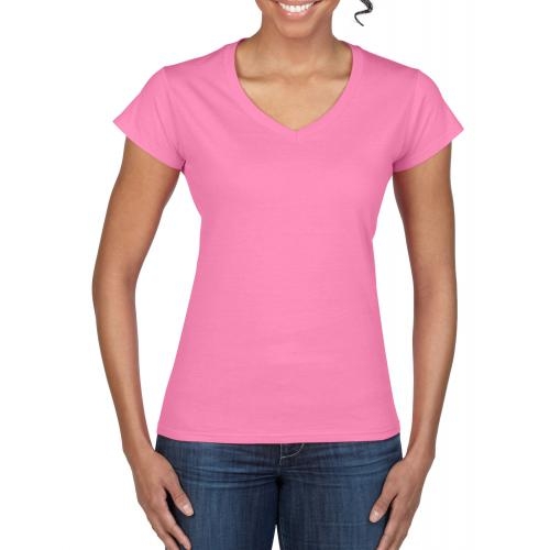 Gildan v-neck dames shirt azalea,l