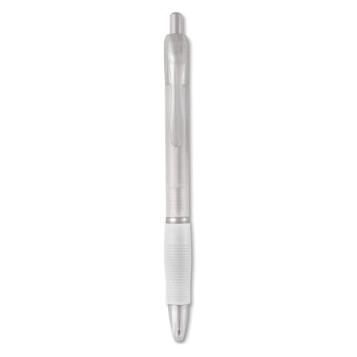 Pen met rubberen grip transparant/wit