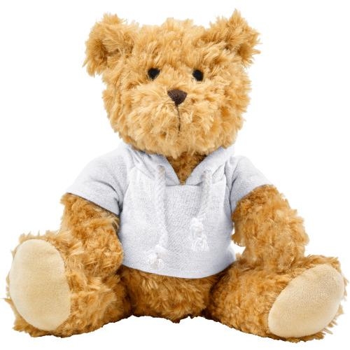 Pluche teddybeer met hoodie wit