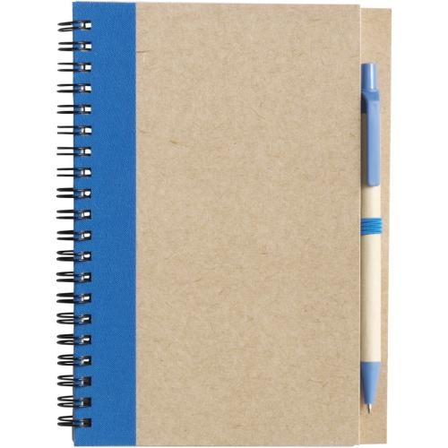 Milieuvriendelijk notitieboekje met balpen lichtblauw