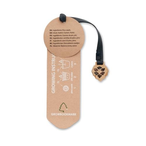 Bladwijzer pijnboomzaad Growbookmark™ beige